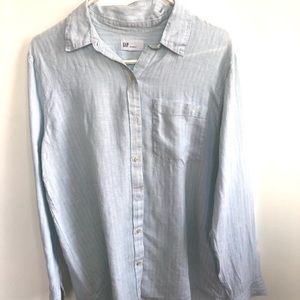 LIGHT BLUE BUTTON-DOWN SUMMER BLOUSE GAP SIZE L